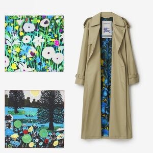 Burberry Tan Coat with Vibrant Peacock Lining - special edition